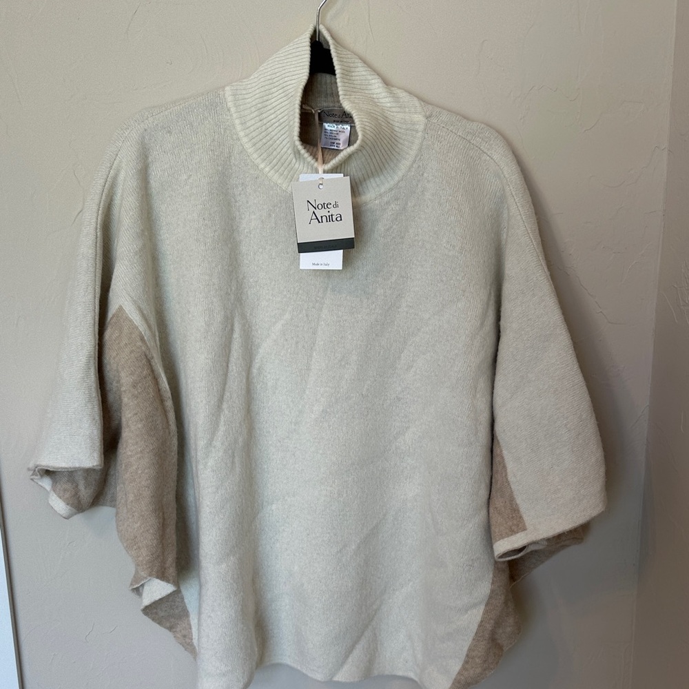 Anita Ivory and Camel Turtleneck Poncho